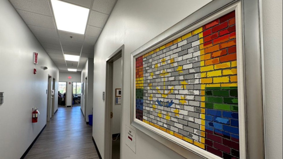 artwork in an office hallway