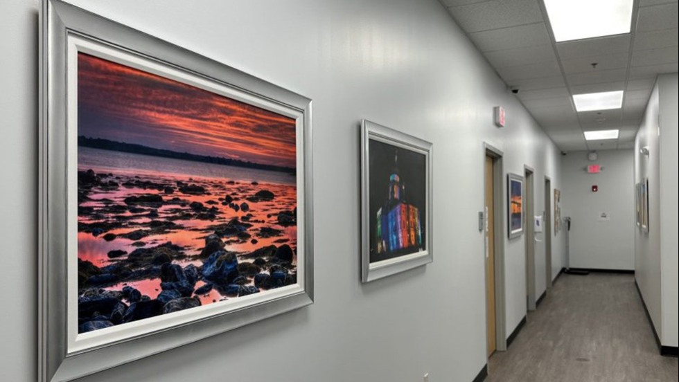 artwork in an office hallway