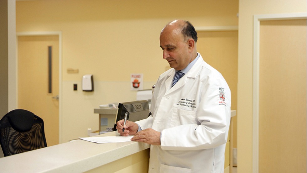 a doctor at a desk
